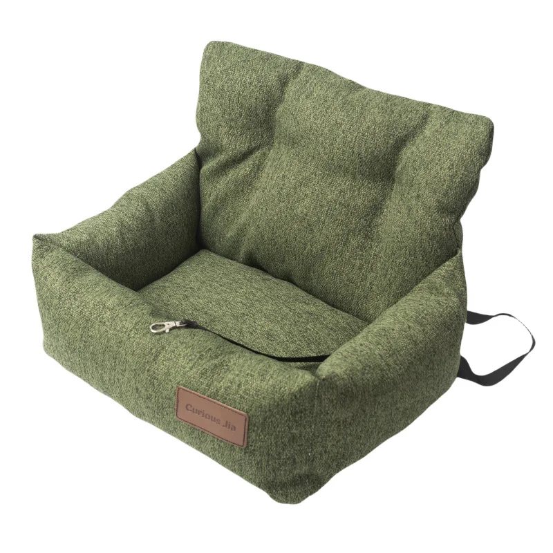 Asiento elevado de lino en verde oliva, con cojín y arnés de sujeción